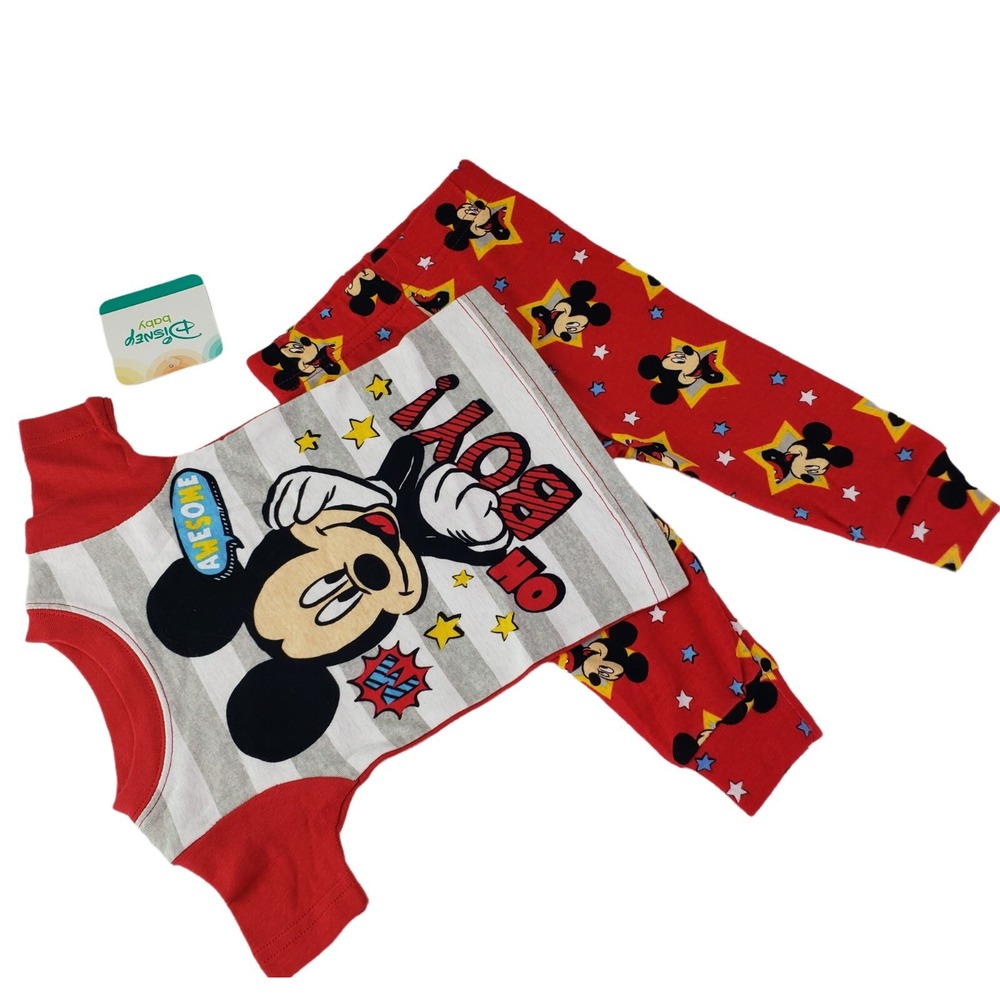 Disney Little Boys Toddler Mickey Mouse 2 Piece Pajama Set Size (6-9 Months) - Picture 4 of 11
